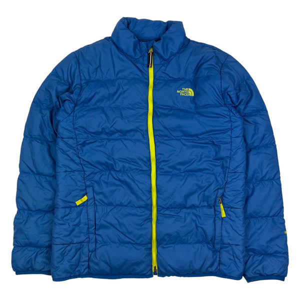 Y2K Vintage The North Face puffer jacket in blue. The North Face branding. Zip pockets to front. Zip closure to jacket. 550 Down filled. - Colour: Blue Condition: Good - marks to sleeve as soon in images - Size on Tag: XL Measurements: Pit to Pit: 20 Inches Length: 25 Inches