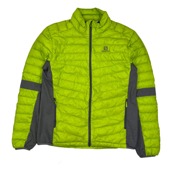Y2K Vintage Salomon puffer jacket in green. Salomon branding to chest. Zip pockets to front. Zip closure to jacket. Lightweight. Down filled. - Colour: Green Condition: Good - Size on Tag: Large Measurements: Pit to Pit: 22 Inches Length: 28 Inches